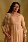 Shop Almaari By Pooja Patel Beige Silk, Chanderi Gota Patti, Tassels Square Arya Embroidered Anarkali Set Online at Aza Fashions Shop_Almaari By Pooja Patel_Beige Silk, Chanderi Gota Patti, Tassels Square Arya Embroidered Anarkali Set _Online_at_Aza_Fashions