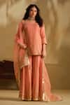 Buy Almaari By Pooja Patel Pink Silk, Organza Gota Patti, Tassels Divya Embroidered Kurta Sharara Set at Aza Fashions Buy_Almaari By Pooja Patel_Pink Silk, Organza Gota Patti, Tassels Divya Embroidered Kurta Sharara Set _at_Aza_Fashions