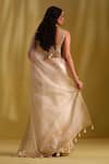 Shop_Almaari By Pooja Patel_White Organza, Silk Gota Patti, Tassels, Zari Supriya Work Saree With Blouse _at_Aza_Fashions