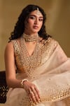 Shop_Almaari By Pooja Patel_White Organza, Silk Gota Patti, Tassels, Zari Supriya Work Saree With Blouse _Online_at_Aza_Fashions
