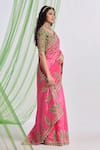 Almaari By Pooja Patel Pink Silk Gota Patti, Embroidery, Metallic Rang Paisley Saree With Blouse Online at Aza Fashions Almaari By Pooja Patel_Pink Silk Gota Patti, Embroidery, Metallic Rang Paisley Saree With Blouse _Online_at_Aza_Fashions