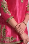 Almaari By Pooja Patel Pink Silk Embroidery, Gota Patti, Tassels Split Rangsaaz Kurta Sharara Set at Aza Fashions Almaari By Pooja Patel_Pink Silk Embroidery, Gota Patti, Tassels Split Rangsaaz Kurta Sharara Set _at_Aza_Fashions