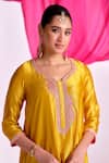 Shop Almaari By Pooja Patel Yellow Silk, Organza Embroidery, Gota Patti, Tassels Split Rangleela Kurta Set Online at Aza Fashions Shop_Almaari By Pooja Patel_Yellow Silk, Organza Embroidery, Gota Patti, Tassels Split Rangleela Kurta Set _Online_at_Aza_Fashions