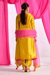 Shop Almaari By Pooja Patel Yellow Silk, Organza Embroidery, Gota Patti, Tassels Split Rangleela Kurta Set at Aza Fashions Shop_Almaari By Pooja Patel_Yellow Silk, Organza Embroidery, Gota Patti, Tassels Split Rangleela Kurta Set _at_Aza_Fashions
