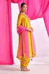 Almaari By Pooja Patel Yellow Silk, Organza Embroidery, Gota Patti, Tassels Split Rangleela Kurta Set at Aza Fashions Almaari By Pooja Patel_Yellow Silk, Organza Embroidery, Gota Patti, Tassels Split Rangleela Kurta Set _at_Aza_Fashions