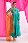 Buy Almaari By Pooja Patel Green Silk, Organza Embroidery, Gota Patti, Tassels Round Rangyaan Anarkali Set at Aza Fashions Buy_Almaari By Pooja Patel_Green Silk, Organza Embroidery, Gota Patti, Tassels Round Rangyaan Anarkali Set _at_Aza_Fashions