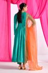Shop Almaari By Pooja Patel Green Silk, Organza Embroidery, Gota Patti, Tassels Round Rangyaan Anarkali Set at Aza Fashions Shop_Almaari By Pooja Patel_Green Silk, Organza Embroidery, Gota Patti, Tassels Round Rangyaan Anarkali Set _at_Aza_Fashions