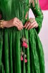 Buy Almaari By Pooja Patel Green Silk Embroidery, Tassels, Gota Patti V-neck Rangtarang Anarkali Set Buy_Almaari By Pooja Patel_Green Silk Embroidery, Tassels, Gota Patti V-neck Rangtarang Anarkali Set
