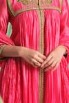 Buy_Almaari By Pooja Patel_Pink Silk Embroidery, Gota Patti Split V-neck Rangsetu Anarkali Set 