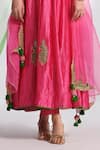 Buy_Almaari By Pooja Patel_Pink Silk, Organza Gota Patti, Embroidery, Tassels Round Rangraag Anarkali Set 