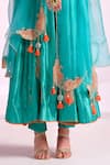 Almaari By Pooja Patel_Green Silk, Organza Gota Patti, Embroidery, Tassels Round Rangraag Anarkali Set _Online_at_Aza_Fashions