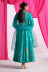 Shop_Almaari By Pooja Patel_Green Silk, Organza Gota Patti, Embroidery, Tassels Round Rangraag Anarkali Set _at_Aza_Fashions