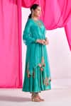 Shop_Almaari By Pooja Patel_Green Silk, Organza Gota Patti, Embroidery, Tassels Round Rangraag Anarkali Set 