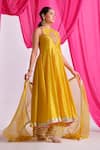Almaari By Pooja Patel_Yellow Silk, Shantoon, Organza Embroidery, Gota Patti, Rangmehal Anarkali Set _Online_at_Aza_Fashions