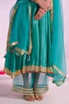 Shop_Almaari By Pooja Patel_Green Silk, Organza Gota Patti, Embroidery, Tassels Rangmehal Anarkali Set _Online_at_Aza_Fashions
