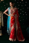 Buy_Almaari By Pooja Patel_Red Silk Embroidery, Mirrors, Gota Patti Sweetheart Nagara Saree With Blouse _at_Aza_Fashions