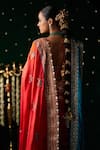 Buy_Almaari By Pooja Patel_Red Silk Embroidery, Mirrors, Gota Patti Sweetheart Nagara Saree With Blouse _Online_at_Aza_Fashions