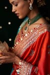 Shop_Almaari By Pooja Patel_Red Silk Embroidery, Mirrors, Gota Patti Sweetheart Nagara Saree With Blouse _Online_at_Aza_Fashions