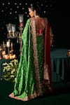 Shop_Almaari By Pooja Patel_Green Silk Beads, Mirrors, Metallic Thread, Bansuri Saree With Blouse _at_Aza_Fashions
