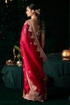 Shop_Almaari By Pooja Patel_Red Organza, Silk Embroidery, Mirrors, Gota Patti, Saarangi Saree With Blouse _at_Aza_Fashions