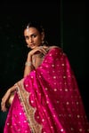 Almaari By Pooja Patel_Pink Silk Embroidery, Mirrors, Gota Patti, Zari Scoop Surmayi Saree With Blouse _Online_at_Aza_Fashions