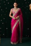 Buy Almaari By Pooja Patel Pink Organza, Silk Gota Patti, Mirrors, Embroidery, Shehnayi Saree With Blouse at Aza Fashions Buy_Almaari By Pooja Patel_Pink Organza, Silk Gota Patti, Mirrors, Embroidery, Shehnayi Saree With Blouse _at_Aza_Fashions