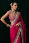 Almaari By Pooja Patel Pink Organza, Silk Gota Patti, Mirrors, Embroidery, Shehnayi Saree With Blouse Online at Aza Fashions Almaari By Pooja Patel_Pink Organza, Silk Gota Patti, Mirrors, Embroidery, Shehnayi Saree With Blouse _Online_at_Aza_Fashions