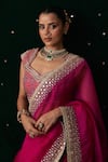Shop Almaari By Pooja Patel Pink Organza, Silk Gota Patti, Mirrors, Embroidery, Shehnayi Saree With Blouse Online at Aza Fashions Shop_Almaari By Pooja Patel_Pink Organza, Silk Gota Patti, Mirrors, Embroidery, Shehnayi Saree With Blouse _Online_at_Aza_Fashions