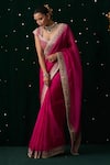 Buy Almaari By Pooja Patel Pink Organza, Silk Gota Patti, Mirrors, Embroidery, Shehnayi Saree With Blouse Buy_Almaari By Pooja Patel_Pink Organza, Silk Gota Patti, Mirrors, Embroidery, Shehnayi Saree With Blouse