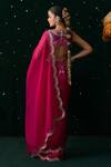 Shop_Almaari By Pooja Patel_Pink Organza, Silk Gota Patti, Embroidery, Mirrors, Ektara Saree With Blouse _at_Aza_Fashions