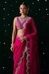 Shop_Almaari By Pooja Patel_Pink Organza, Silk Gota Patti, Embroidery, Mirrors, Ektara Saree With Blouse _Online_at_Aza_Fashions