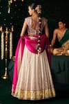 Shop Almaari By Pooja Patel Off White Chanderi, Jacquard, Silk, Organza Gota Patti, Veena Woven Lehenga Set at Aza Fashions Shop_Almaari By Pooja Patel_Off White Chanderi, Jacquard, Silk, Organza Gota Patti, Veena Woven Lehenga Set _at_Aza_Fashions