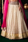 Buy Almaari By Pooja Patel Off White Chanderi, Jacquard, Silk, Organza Gota Patti, Veena Woven Lehenga Set Buy_Almaari By Pooja Patel_Off White Chanderi, Jacquard, Silk, Organza Gota Patti, Veena Woven Lehenga Set