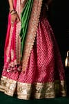 Almaari By Pooja Patel_Pink Organza, Jacquard, Silk Embroidery, Zari, Sarod Geometric Woven Lehenga Set _Online_at_Aza_Fashions