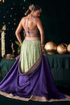 Shop_Almaari By Pooja Patel_Green Chanderi, Jacquard, Silk Gota Patti, Embroidery, Shankh Lehenga Set _at_Aza_Fashions