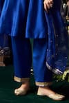 Almaari By Pooja Patel_Blue Chanderi Silk, Organza Gota Patti, Sequins, Mridang Anarkali Set _Online_at_Aza_Fashions