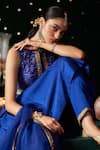 Buy_Almaari By Pooja Patel_Blue Chanderi Silk, Organza Gota Patti, Sequins, Mridang Anarkali Set _Online_at_Aza_Fashions
