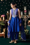 Buy_Almaari By Pooja Patel_Blue Chanderi Silk, Organza Gota Patti, Sequins, Mridang Anarkali Set _at_Aza_Fashions