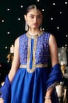 Shop_Almaari By Pooja Patel_Blue Chanderi Silk, Organza Gota Patti, Sequins, Mridang Anarkali Set _Online_at_Aza_Fashions