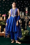 Almaari By Pooja Patel_Blue Chanderi Silk, Organza Gota Patti, Sequins, Mridang Anarkali Set _at_Aza_Fashions