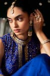 Buy_Almaari By Pooja Patel_Blue Chanderi Silk, Organza Gota Patti, Sequins, Mridang Anarkali Set 