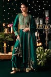 Buy_Almaari By Pooja Patel_Emerald Green Silk, Organza Embroidery, Mirrors, Zari, Dholak Anarkali Set _at_Aza_Fashions