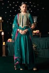Buy_Almaari By Pooja Patel_Green Silk, Organza Embroidery, Gota Patti, Zari, Tassels Esraj Anarkali Set _at_Aza_Fashions