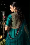Shop_Almaari By Pooja Patel_Green Silk, Organza Embroidery, Gota Patti, Zari, Tassels Esraj Anarkali Set _at_Aza_Fashions