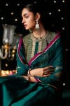 Buy_Almaari By Pooja Patel_Green Silk, Organza Embroidery, Gota Patti, Zari, Tassels Esraj Anarkali Set _Online_at_Aza_Fashions