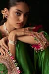 Shop_Almaari By Pooja Patel_Green Silk, Organza Embroidery, Mirrors, Gota Patti, Tassels Kanjira Kurta Set _Online_at_Aza_Fashions
