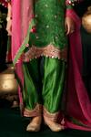 Buy_Almaari By Pooja Patel_Green Silk, Organza Embroidery, Mirrors, Gota Patti, Tassels Kanjira Kurta Set 