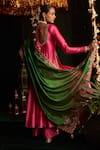 Buy_Almaari By Pooja Patel_Pink Silk Embroidery, Sequins, Gota Patti, Tassels V-neck Tumbi Anarkali Set _Online_at_Aza_Fashions