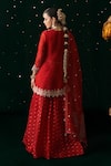 Shop_Almaari By Pooja Patel_Red Organza Gota Patti, Embroidery, Pearls, Mirrors, Tanpura Kurta Sharara Set _at_Aza_Fashions