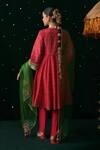 Shop_Almaari By Pooja Patel_Red Silk, Shantoon, Organza Embroidery, Mirrors, Gota Pakhawaj Printed Kurta Set _at_Aza_Fashions